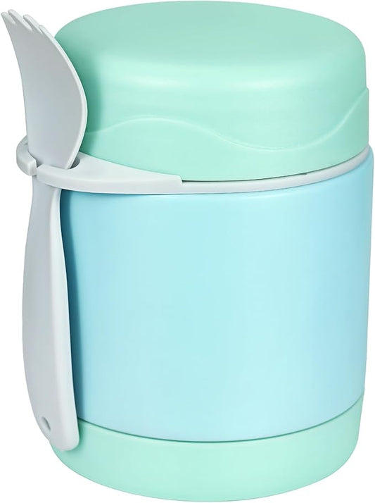 10oz Soup Thermo for Hot Food Kids,Lunch Thermo Kids Food Jar with Spoon Hot Insulated Food Containers,Leak Proof Stainless Steel Wide Mouth Lunch Thermo Jar for School(Mint-Green)