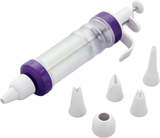 Wilton Dessert Decorator Plus - Cake Decorator Kit - Includes a Plunger-Style Tool, 2 Couplers, 1 Fill Tip & 4 Decorating Tips - Easy to Use