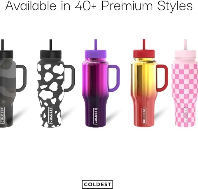 Coldest Tumbler with Handle and Straw - 100% Leak Proof Insulated Tumbler with Lid and Straw (3 Lids) - Stainless Steel Tumblers for Women & Men - Cup Holder Friendly Base, 46 oz (Trailblazer)