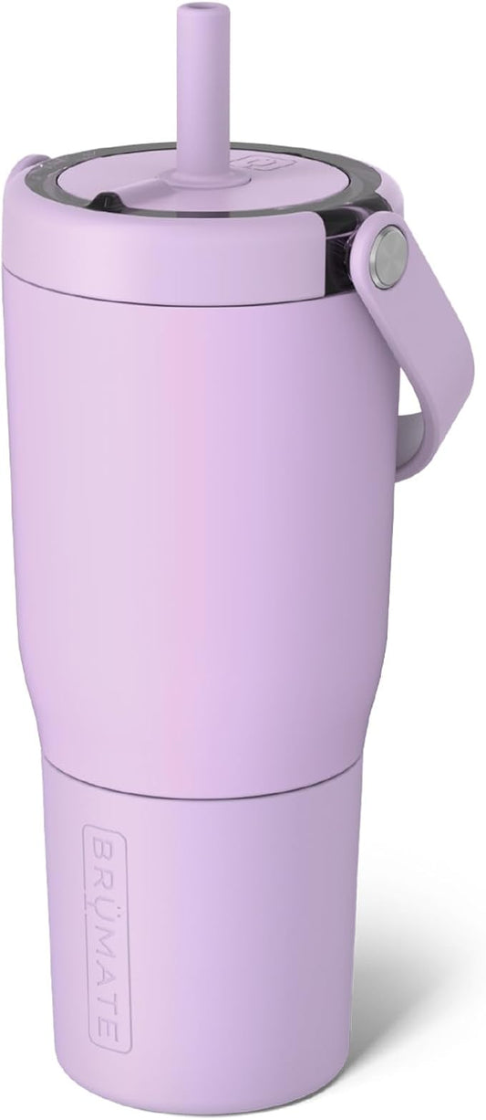 BrüMate Resa 25oz 100% Leakproof Travel Tumbler with Handle & Straw | Flexible SoftSip Straw | Silicone Sleeve for Durability | Stainless Steel | Cup Holder & Travel Friendly Water Bottle | (Lavender)
