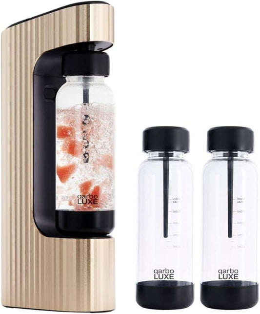 Twenty39 qarbo LUXE Premium Sparkling Water & Beverage Maker – Anodised Aluminium, Carbonates Any Drink includes 3 bottles caps (cylinder not included)