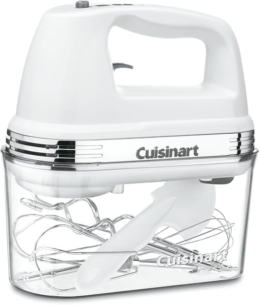 Cuisinart Power Advantage PLUS 9-Speed Hand Mixer, 220W-Motor Hand Blender Electric Mixer with 9 Speed Settings, Extra-Long Dishwasher-Safe Beaters, 3 Low Mixing Speeds, Storage Case, HM-90S, White