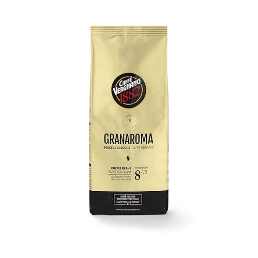 Caffe Vergnano Whole Bean Coffee Gran Aroma 1.1 lb Bag - Medium Roast Espresso Beans Whole, Italian Coffee Beans, Cocoa Spice Dried Fruit Notes - For Moka Pot, French Press, Coffee Maker