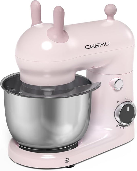 Stand Mixer, Compact & Space-Saving, Stainless Steel Bowl, Unique & Playful Design, Effcient 300W Motor, Dishwasher-Safe Attachments, SM-2549A (Pink)