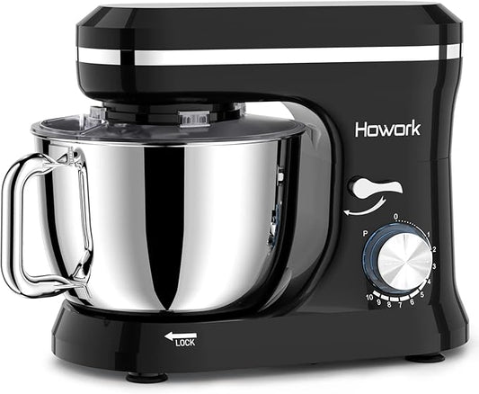 Stand Mixer Electric, 10+p Speeds With 6.5QT Stainless Steel Bowl,Dough Hook, Wire Whip & Beater,for Most Home Cooks(Black)