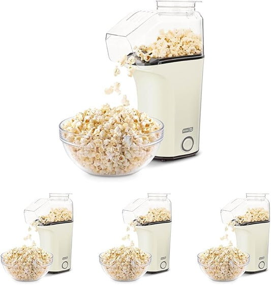 Dash Fresh Pop Popcorn Maker - Oil-Free,Air Popcorn Popper - With Measuring Cup & Recipe Guide - Perfect for Movie Nights - 16 Cups,White,(Pack of 4)