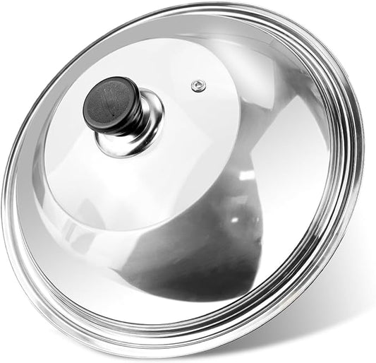 12.5 Inch Tempered Glass Frying Pan Lids with Handle Replacement Cover Wok Accessories for Skillets, Round Cast Iron, Cast Aluminium, Stainless Steel Pans（32cm）