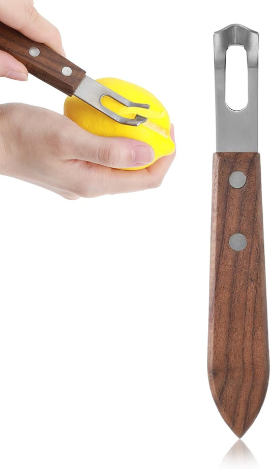 Channel Knife, Citrus Zester and Orange Peeler Tool, Walnut Wood and Stainless Steel Bar Tool for Decorating Cocktails, Desserts, Perfect for Home Bars, Craft Cocktails, Bartender Gifts