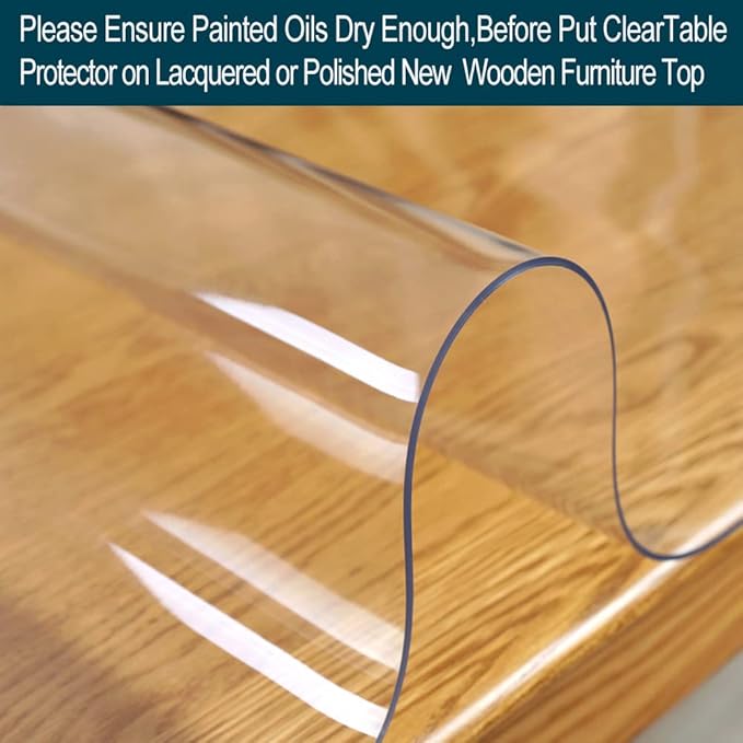 Wadrac 1.5mm Thick 17x63 Clear Table Cover Protector Study Desk Topper Pad Blotter Plastic Transparent Desk Mat for Desktop Writing Computer Desk Protector for Office and Home Easy Clean Waterproof