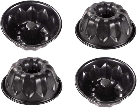 Webake 4 Inch Mini Fluted Tube Pans Nonstick Bakeware Set of 4, Angel Food Cake, Kugelhopf, Brownie