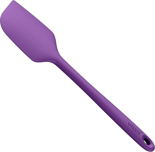 14in Extra Long Silicone Spatula: U-Taste 480ºF Heat Resistant Flexible Baking Mixer Scraper, Large Rubber Mixing Stirring Scraping Seamless Kitchen Turner Utensil for Nonstick Cookware (Purple)