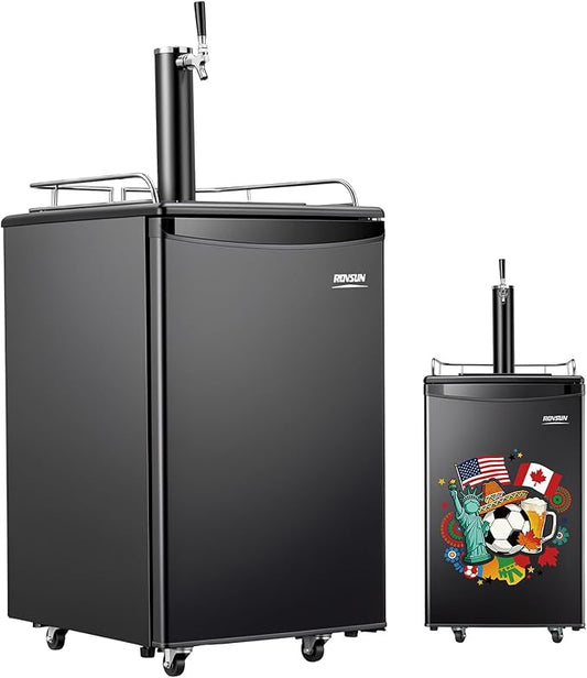 ROVSUN BF-152 Full Size 5.4 Cu.Ft, Beer Kegerator with CO2 Tank Included, Draft Beer Dispenser for Home Bar, 152L Beverage Refrigerator Direct Cool, Metal Cabinet, Single Tap, Black