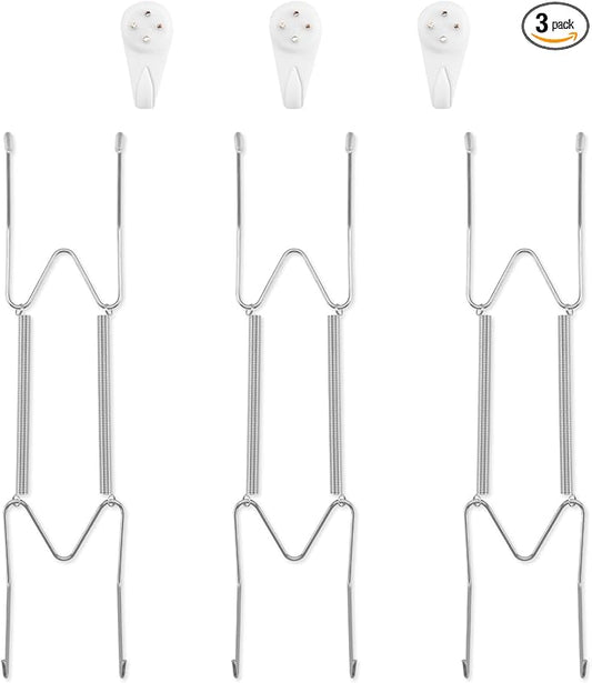 3 Pack Plate Hangers for The Wall, Suitable for 9-11 inch Art Plate, Stainless Steel Invisible Heavy Duty Wire Plate Holder with Wall Hooks, Plate Hangers for Displaying Plates, Platter, Dish, Silver