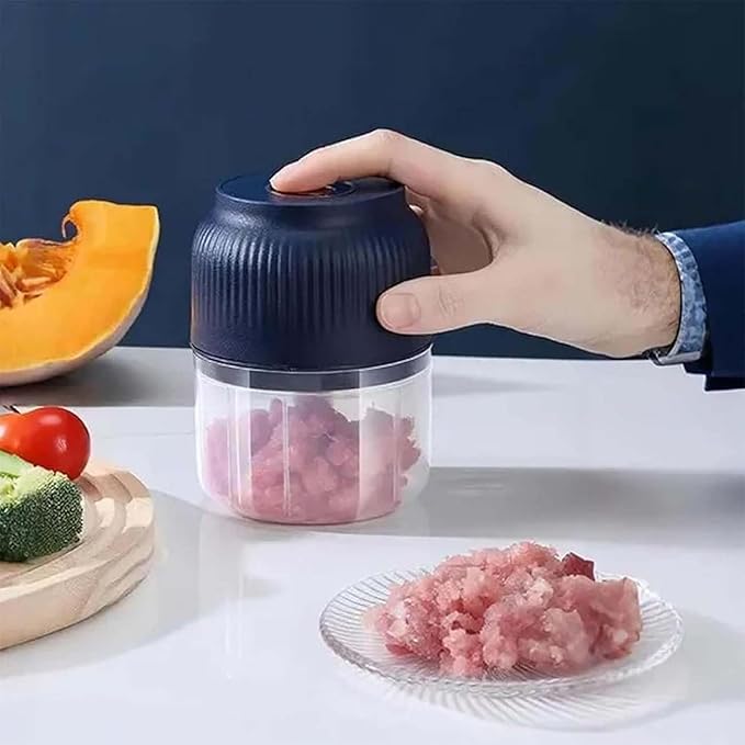 Household Electric Garlic Crusher, Electric Garlic Chopper, Mini Portable Veggie Chopper with 4/6 Stainless Steel Blades, Wireless Rechargeable Food Cutter for Garlic, Onion, Chili (2PCS-A,250ML)
