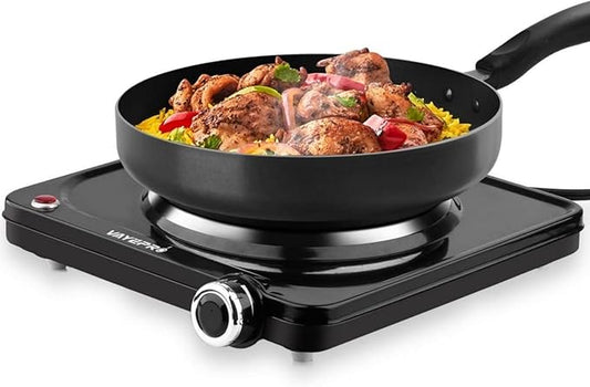 Vayepro 1500W Hot Plate, Portable Electric Stove, Single Electirc Cooktop, Portable Burner for Cooking, Cooktop for Dorm Office Home Camp, UL Listed, Compatible with All Cookware