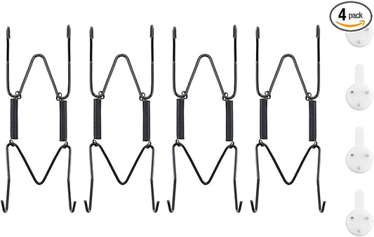 Bilillo 4 Pack Plate Hangers for The Wall, Suitable for 4''-5'' Decorative Plate,Invisible Heavy Duty Wire Plate Holder with Wall Hooks, Plate Hangers for Displaying Plates, Platter, Dish (Black)