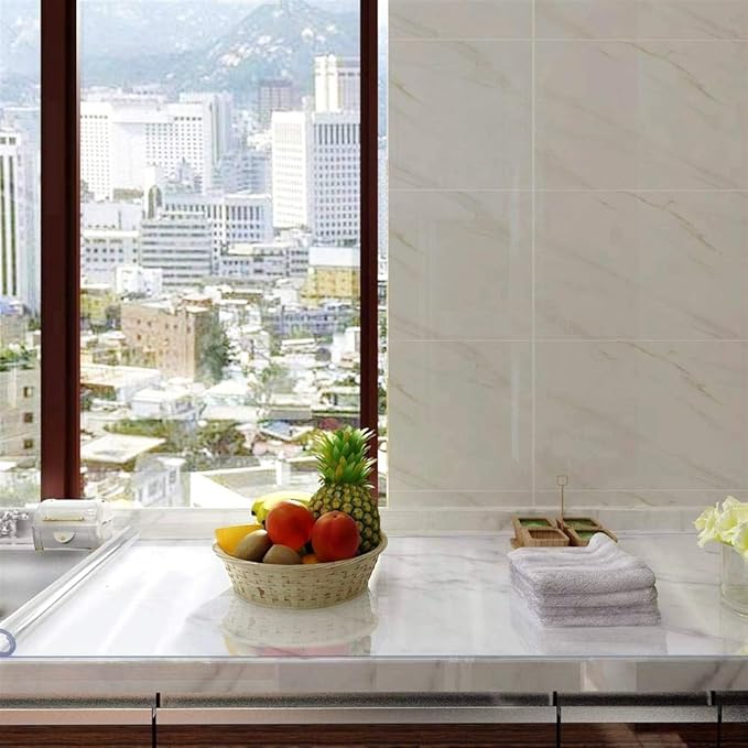 NECAUX Custom 28 x 80 Inch Clear Table Cover Protector, 1.5mm Thick Water Resistant Plastic Non-Slip Protective Table Pad Decorative Tablecloth for Meeting Table, Trainning Table, Conference Table