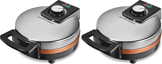 Hamilton Beach Belgian Waffle Maker with PFAS-Free Non-Stick Ceramic-Coated Plates,Browning Control,Indicator Lights,Stainless Steel (26081),(Pack of 2)