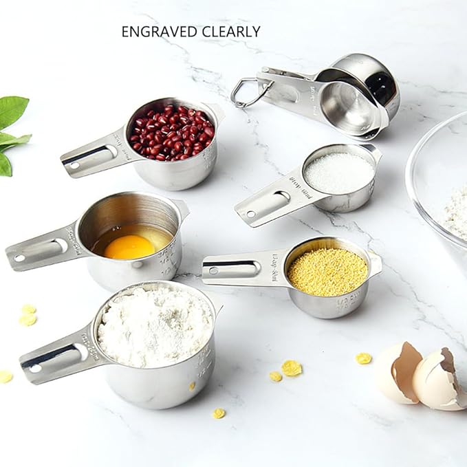 Measuring Cups and Spoons Set Heavy Duty 304 Metal Stainless Steel Measuring Cup Spoon Kitchen Gadgets for Cooking Baking (Set of 15)