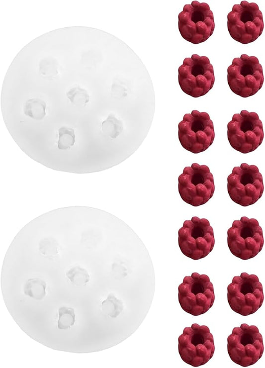 7 Cavity Raspberry Silicone Mold – 2 Pieces Silicone Fruit Mold for Chocolate, Fondant, Candle, Resin & Cake Decor, 3D DIY Candy Baking Tool for Parties & Gifts (Raspberry)