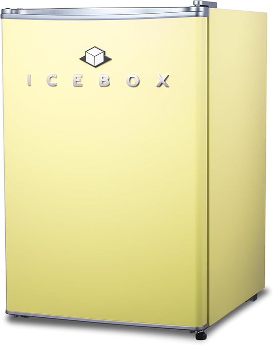 ICEBOX 2.5 Cu. Ft. Compact Refrigerator, ENERGY STAR Certified Small Refrigerator, Single Door Mini Fridge with Chiller Compartment, R600a Refrigerant, IBCR25SUN, Sun Yellow