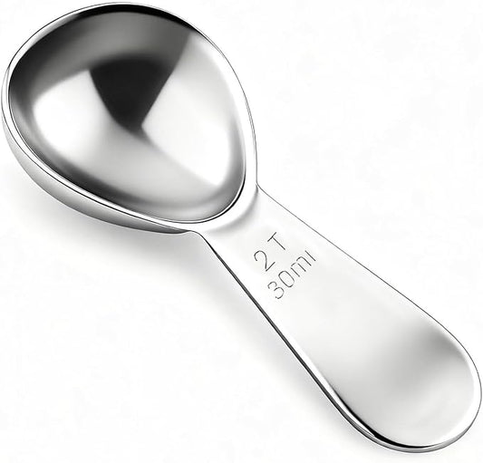 18/8 Stainless Steel Coffee Measuring Spoon 2 Tablespoon Coffee Scoop Short Handle Measuring Spoon for Ground Coffee Tea Sugar Flour Exact Measuring Spoons (30ml)