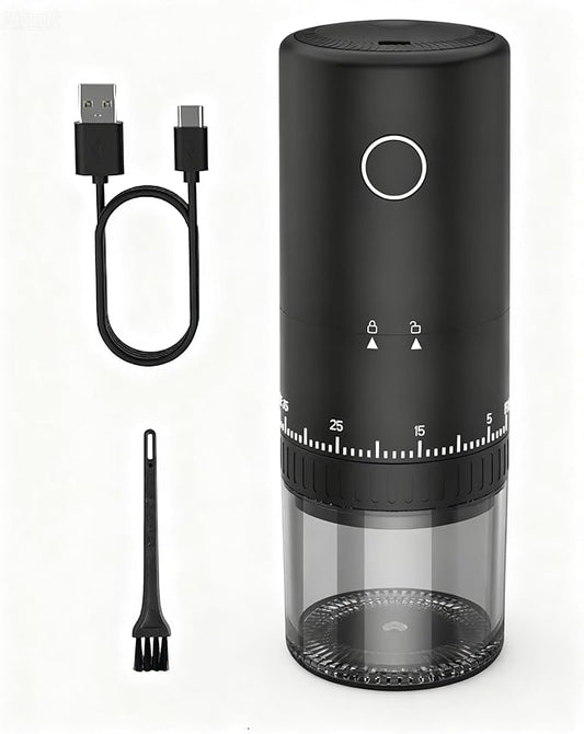 CEVING First Grind-While-Charging Rechargeable Coffee Grinder, 1.7X Faster Grinding with 38 External Adjustable Settings, Conical Ceramic Burrs & 2000mAh Battery, Portable for Travel, Camping, etc.