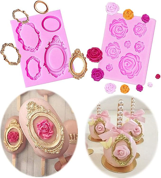 JeVenis Rose Flower Cake Frame Mold Cake Cupcake Decoration for Wedding Baby Bridal Shower