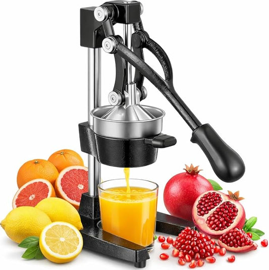 Cast Iron Juicer, Cast Iron Juicer Hand Press Heavy Duty, Peel-Free Juicing, Professional Lemon Orange Pomegranate Squeezer, Effortless, Stable, Easy Clean for Home, Bar, Commercial Use