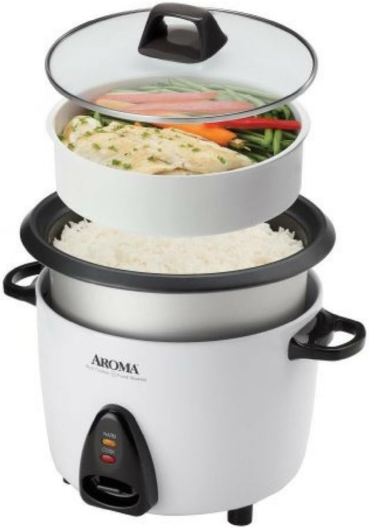 AROMA Rice Cooker, 10-Cup (Uncooked) / 20-Cup (Cooked), Steamer, Auto Keep Warm, Soup Maker, Oatmeal Cooker, Large Rice Cooker, 5 Qt, White, ARC-360-NGP