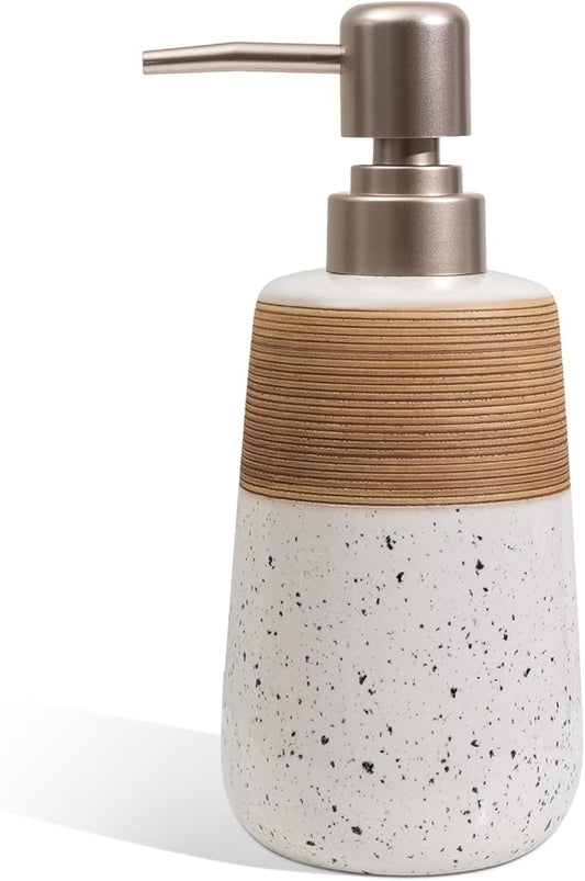 Ceramic Hand Soap Dispenser, 15 Oz Liquid Soap Dispenser for Bathroom Countertop Dish Soap Dispenser for Kitchen Sink, Bathroom Lotion Bottle Dispensers Farmhouse Kitchen Decor, White