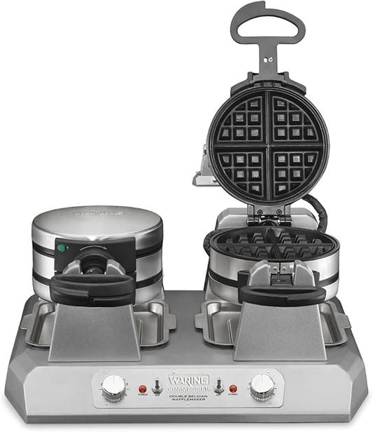 Waring Commercial WW300BX Double Side by Side Belgian Waffle Maker, Coated Non Stick Cooking Plates, Produces 75 Waffles Per Hour,208V, 2700W, 6-15 Phase Plug