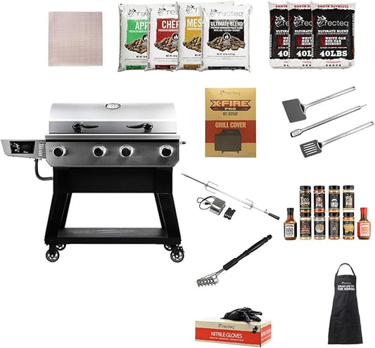 recteq X-Fire Pro 825 Wood Pellet Smoker Grill, Wi-Fi Electric Pellet Grills, Dual Cooking Modes for Hot and Fast + Low and Slow Cooking (Grill + Master Bundle)