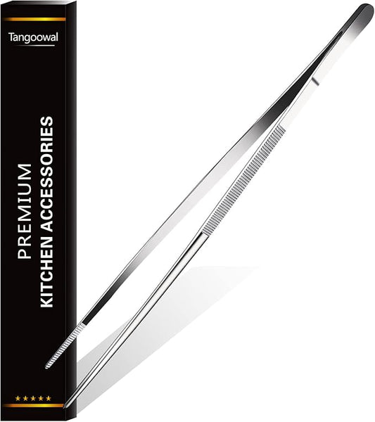 12-Inch Kitchen Fine Cooking Tweezers Tongs,Stainless Steel Long Food Tweezers Tongs
