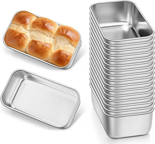 Leonyo Stainless Steel Mini Loaf Pans for Baking, 18 Pack 6.3x3.5IN Small Bread Loaf Pans for Meatloaf, Metal Mini Loaf Tins for Banana Bread Baking Homemade Brownies Smaller Loaves, Dishwasher Safe