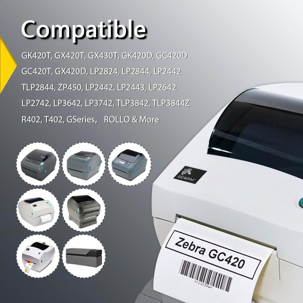 BETCKEY - 3" x 5" Multipurpose & Large Shipping Labels Compatible with Zebra & Rollo Label Printer,Premium Adhesive & Perforated[Red, 6 Rolls, 2100 Labels]