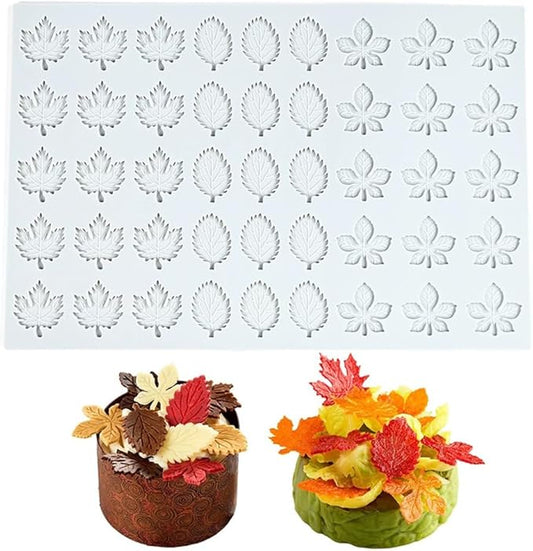 Hollow 3D Leaf Tuille Lace Silicone Cake Moulds, Molds Silicone Baking Fondant Tuile Molds, Polymer Clay Mold for Baking, Clay, Resin, Sugar Craft, Dessert Cake Decoration (1pcs Leaf Candy Mold)