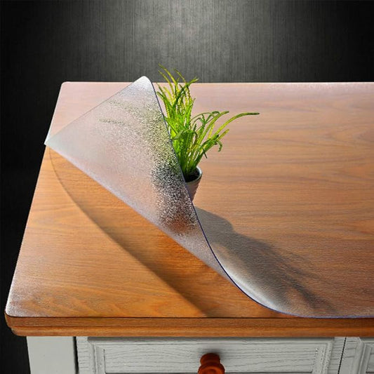 NECAUX Custom 39 x 61 Inch Frosted Table Cover Protector, 1.5mm Thick Plastic Waterproof Heavy Duty Desk Pad Mat Non-Slip Tablecloth Protector for Coffee Table, Sofa Table, Media Stand, Countertop