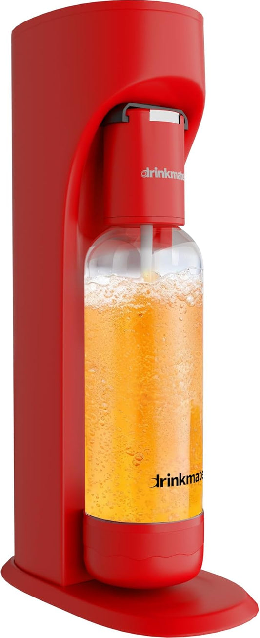 Drinkmate OmniFizz Sparkling Water Maker & Soda Streaming Machine | Carbonates Any Drink | BPA-Free Bottle | No Batteries or Electricity Required | CO2 Not Included (Royal Red)