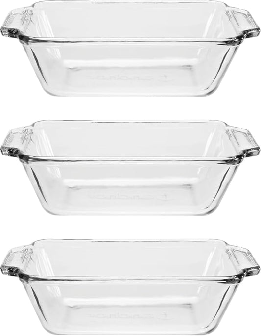 Anchor Hocking Glass Bread Pan, 1.5 Quart Loaf Pan, Set of 3