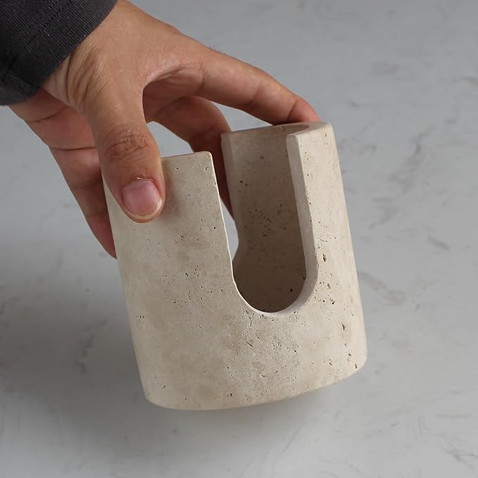 Nawgnail Natural Marble Travertine Sponge Holder for Kitchen Counter, Drying Rack, Sponge Caddy for Sink Organizer - Beige Travertine