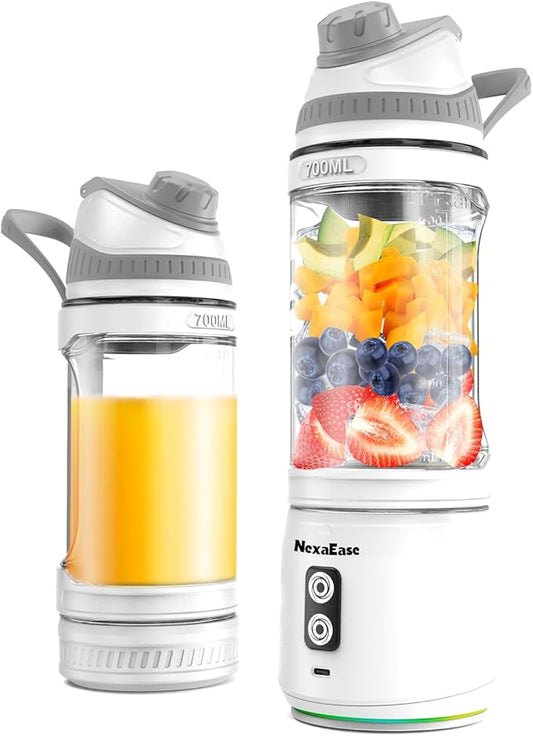 Portable Personal Blender for Smoothies, Protein Shakes, Frozen Drinks - 24Oz Blender Cup Bottle with Sip Spout, Travel Lid, USB-C Rechargeable, Cordless - Mini Small Blenders for Kitchen, Gym, Office