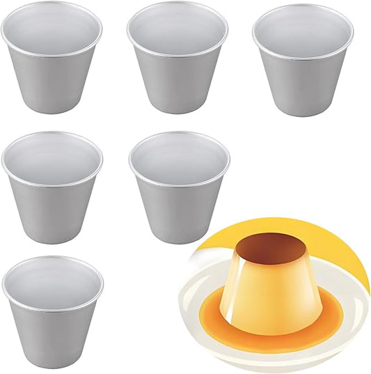6 Pcs Popover Pan, Aluminium Pudding Tin Cup Baking Maker, Individual Muffin Chocolate Molten Brownie Tumbler Raspberry Souffle Cupcake Pudding Mould - Round Shape 3"x 2.2"
