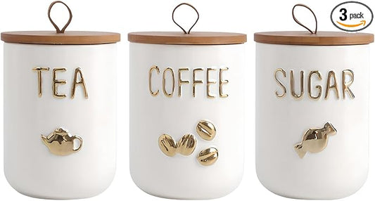 Ceramics Food Storage Jar Canister with Airtight Seal Lid, Simple Style Canisters Sets for Kitchen Counter, White Food Storage Jar for Coffee Sugar Tea (27.05oz/800ml)