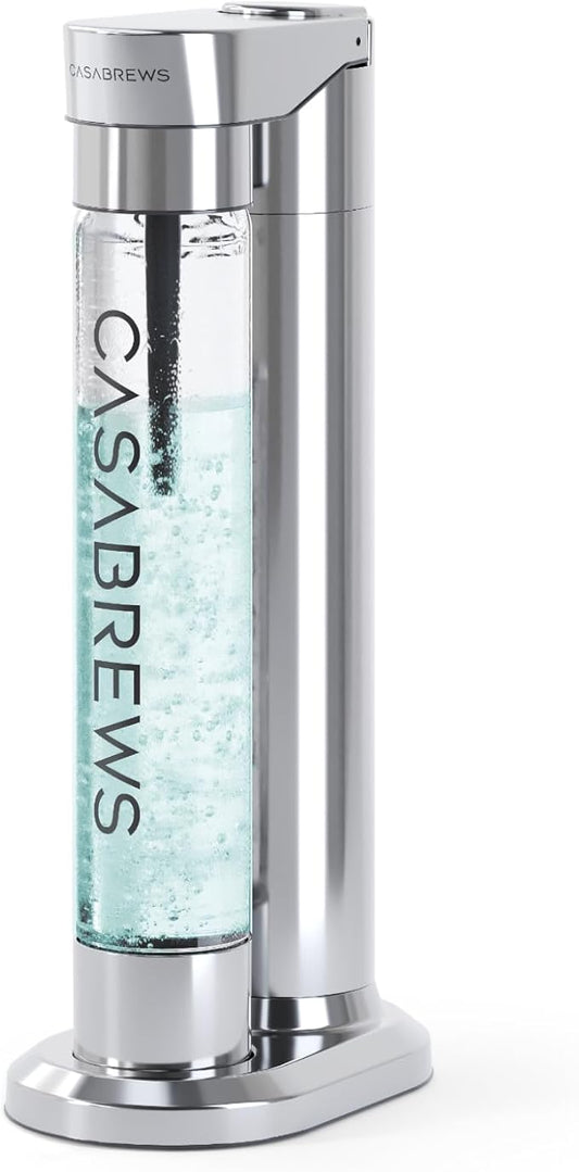 CASABREWS EDGE Soda Streaming Machine, Stainless Steel Sparkling Water Maker with Dual Safety Valves, BPA Free Bottle Soda Maker Carbonates Water, Wine, Juice, Uses 60L CO2 Carbonators (NOT Included).