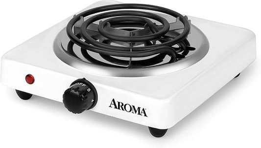 AROMA® 6" Single Burner Hot Plate, Compact & Portable with Temperature Control, White (AHP-511)