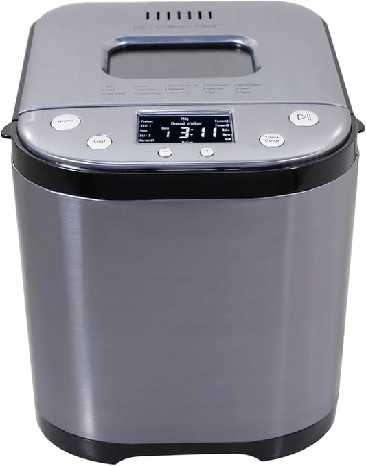 CULINARY CHEF Bread Maker Machine with Nonstick Bowl, Bread Hook, Measuring Cup & Spoon. 15-in-1, Gluten-Free Bread, Cake& Yogurt, 3 Crust Colour options and more.t3 Loaf Sizes. 2LB XL-Stainless Steel
