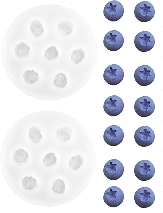 7 Cavity Blueberry Silicone Mold – 2 Pieces Silicone Fruit Mold for Chocolate, Fondant, Candle, Resin & Cake Decor, 3D DIY Berry Candy Baking Tool for Parties & Gifts (Blueberry)