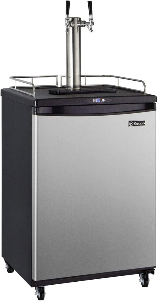 Kegco Keg Dispenser, Two Faucet, Stainless Steel