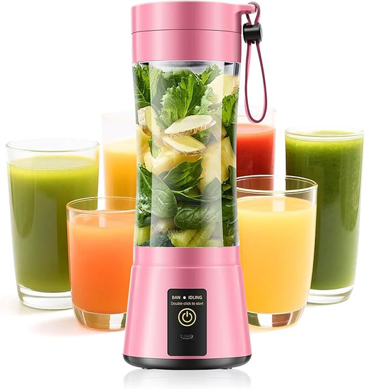 Portable Blender for Smoothies & Shakes - Cordless Personal Size Blender with 6 Blades, 380Ml Juice Cup, Lightweight & Rechargeable, Freshly Squeezed for Picnic/Sports/Office, Mother's Day